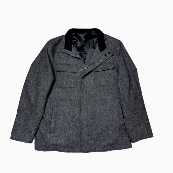 Hart Schaffer Marx 100% Wool Full Zip Field Grey Jacket Size L